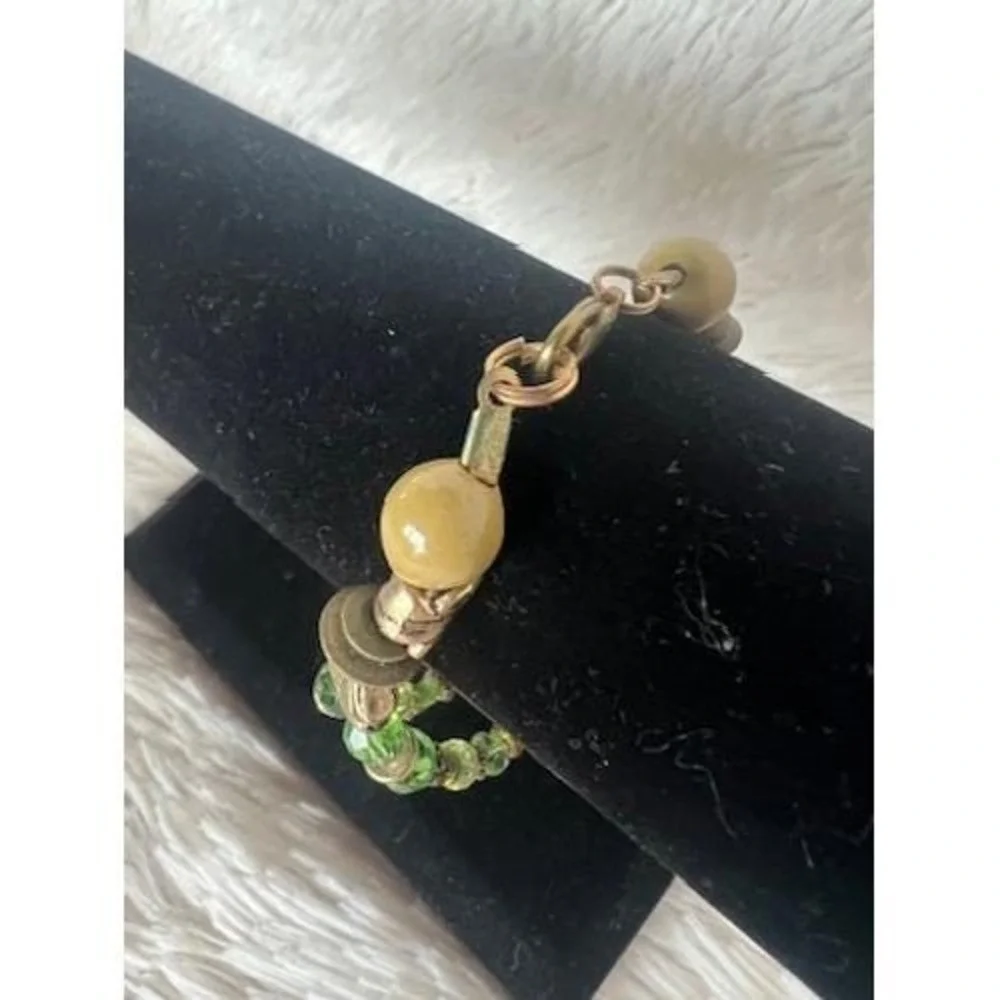 Domino Thistle Bracelet‎ Vintage Green Botanical Whimsigoth Mahjong
